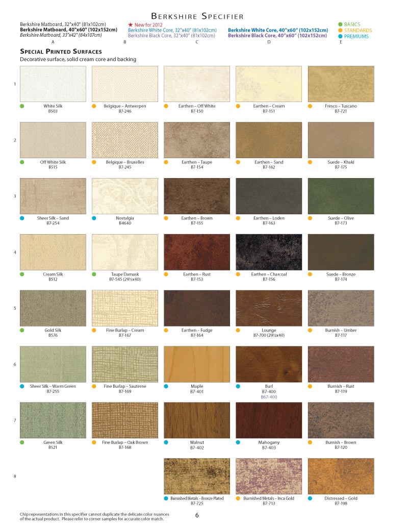 Berkshire Mat Color Specifier Page#8